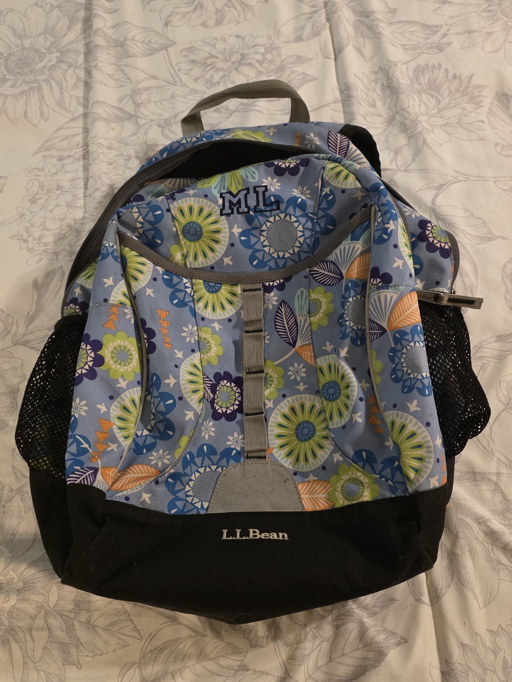 L.L. Bean Kids' Floral Blue Backpack - Light Blue